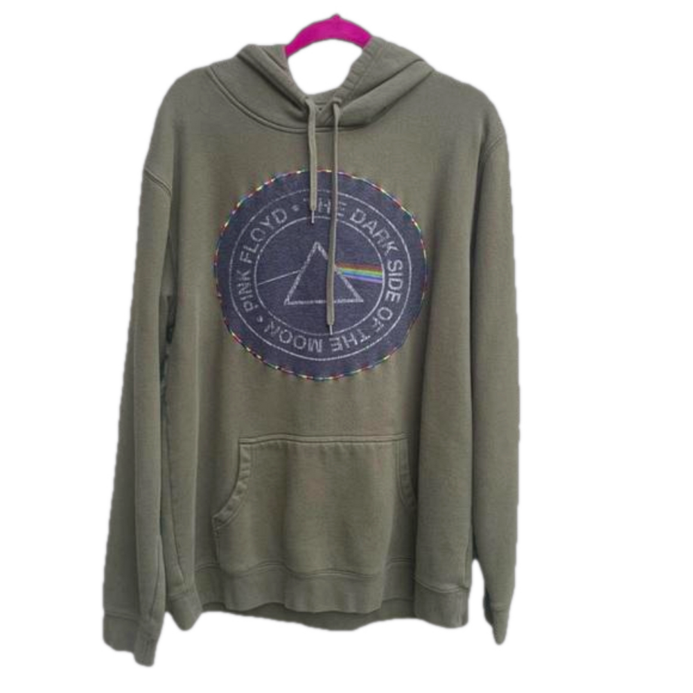 Upcycled Pink Floyd Dark Side of the Moon Graphic Hoodie Green Size XL Men's